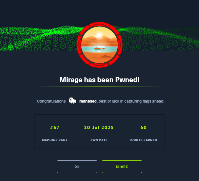 HackTheBox - Machine - Mirage - Mane's Blog